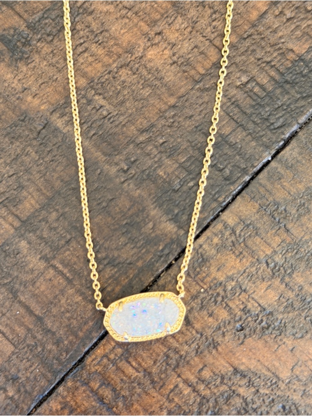 Gold Oval Opal Pendant Necklace - Women Jewelry